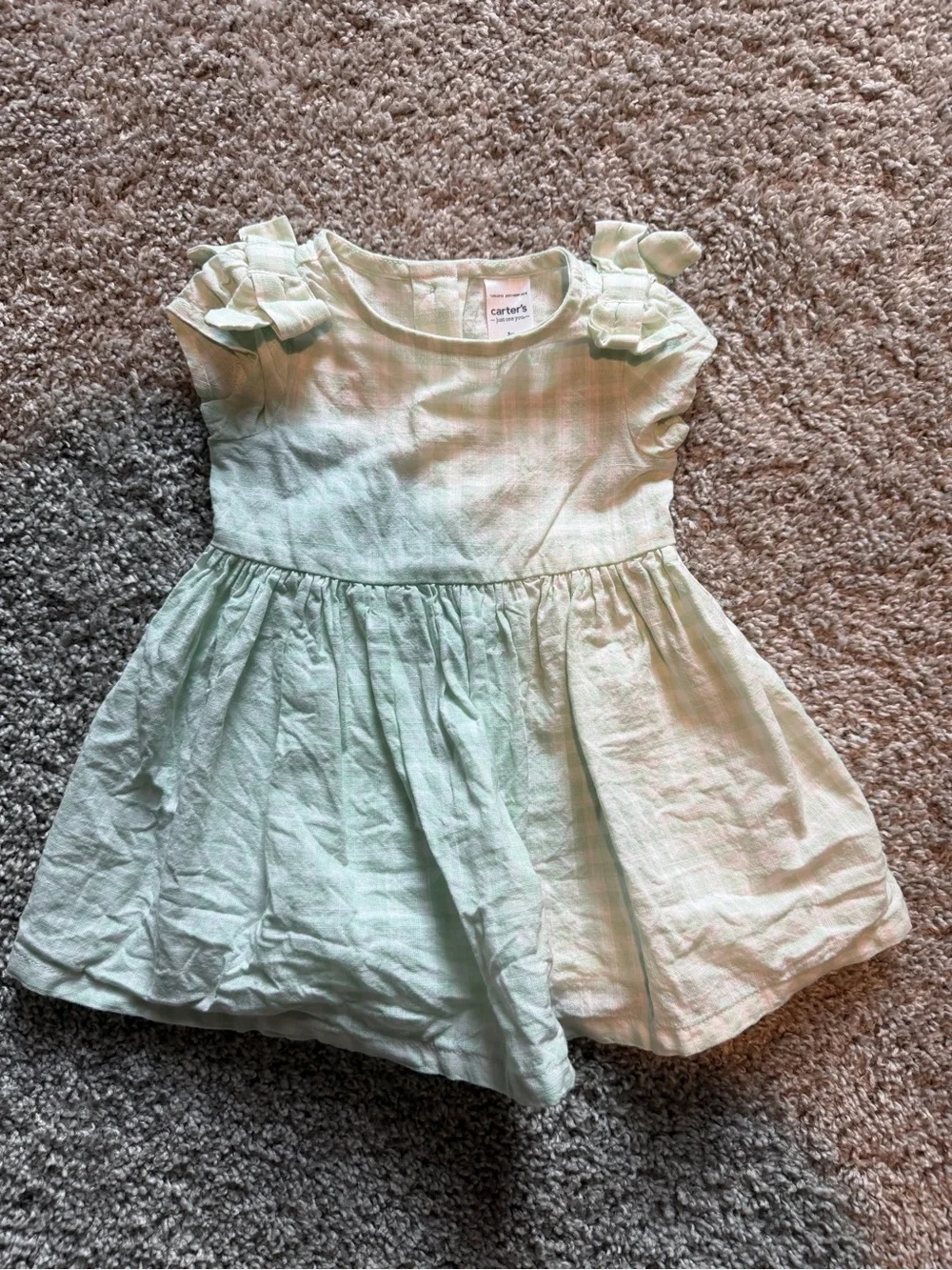 Carter's Light Mint Green Bow-Shoulder Casual Dress